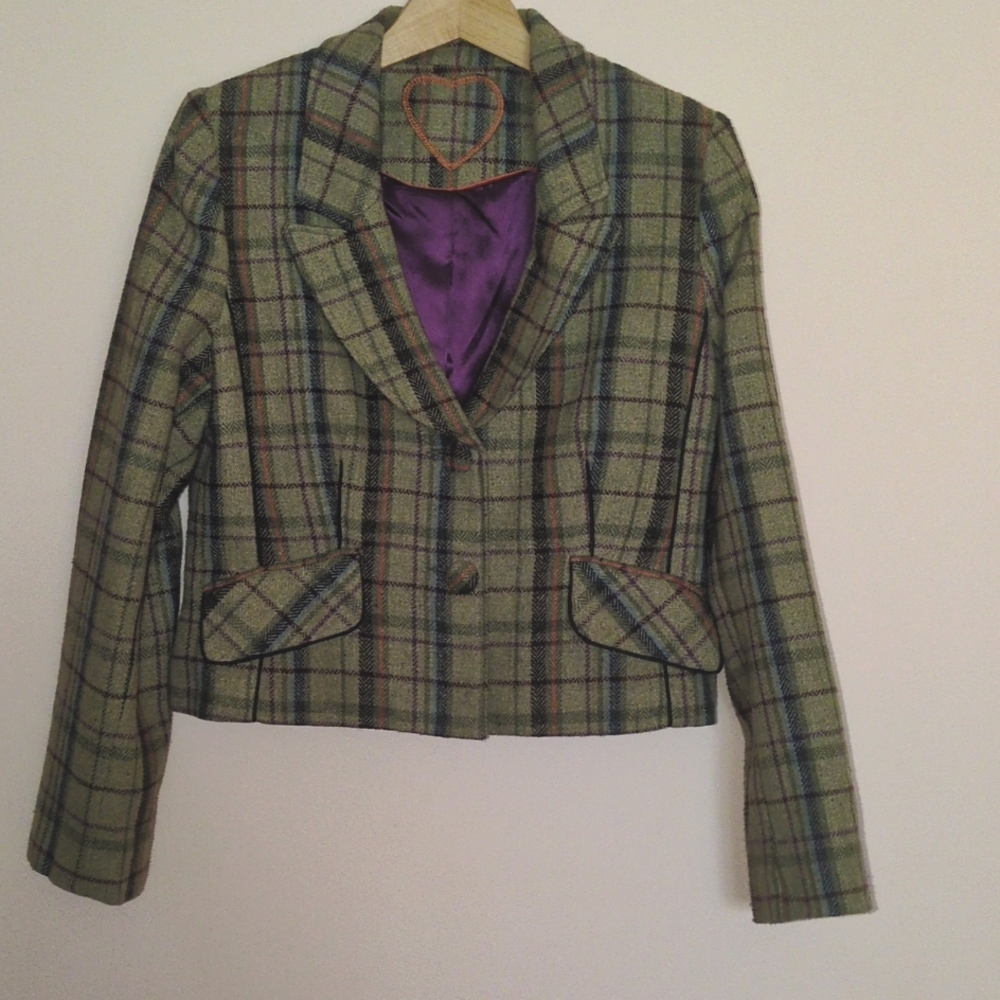 Plaid wool blend blazer size 10